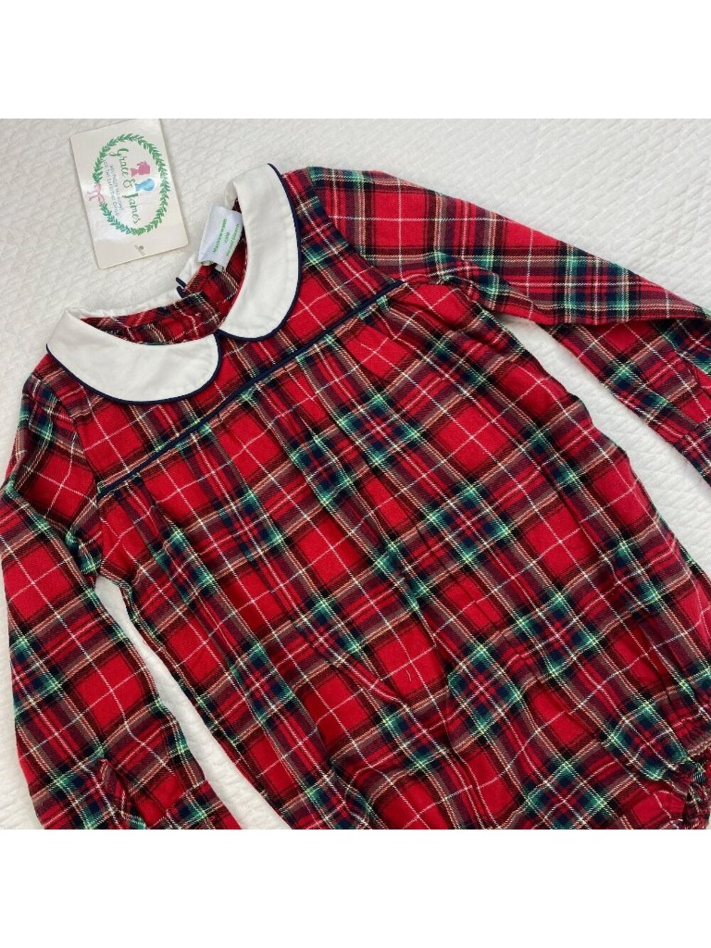 Grace and James Romper Size 3T Red Plaid Charles Bubble 1 Piece Snap Closure